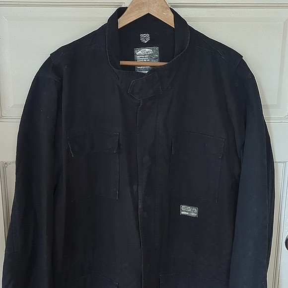 Vans Cotton Men’s Jacket Chore Coat Black Checkerboard Denim With Pockets XL - Picture 3 of 8
